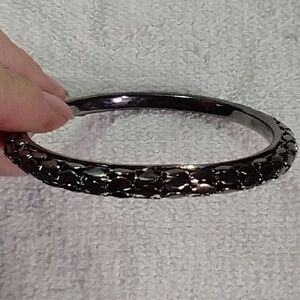 Gunmetal tone mesh solid Bangle bracelet metal